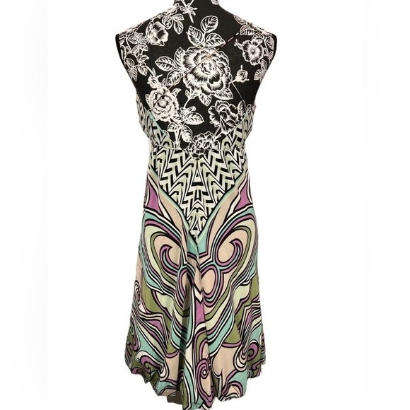 Nicole Miller 100% silk BoHo abstract, spaghetti strap dress size 6 - Picture 2 of 9